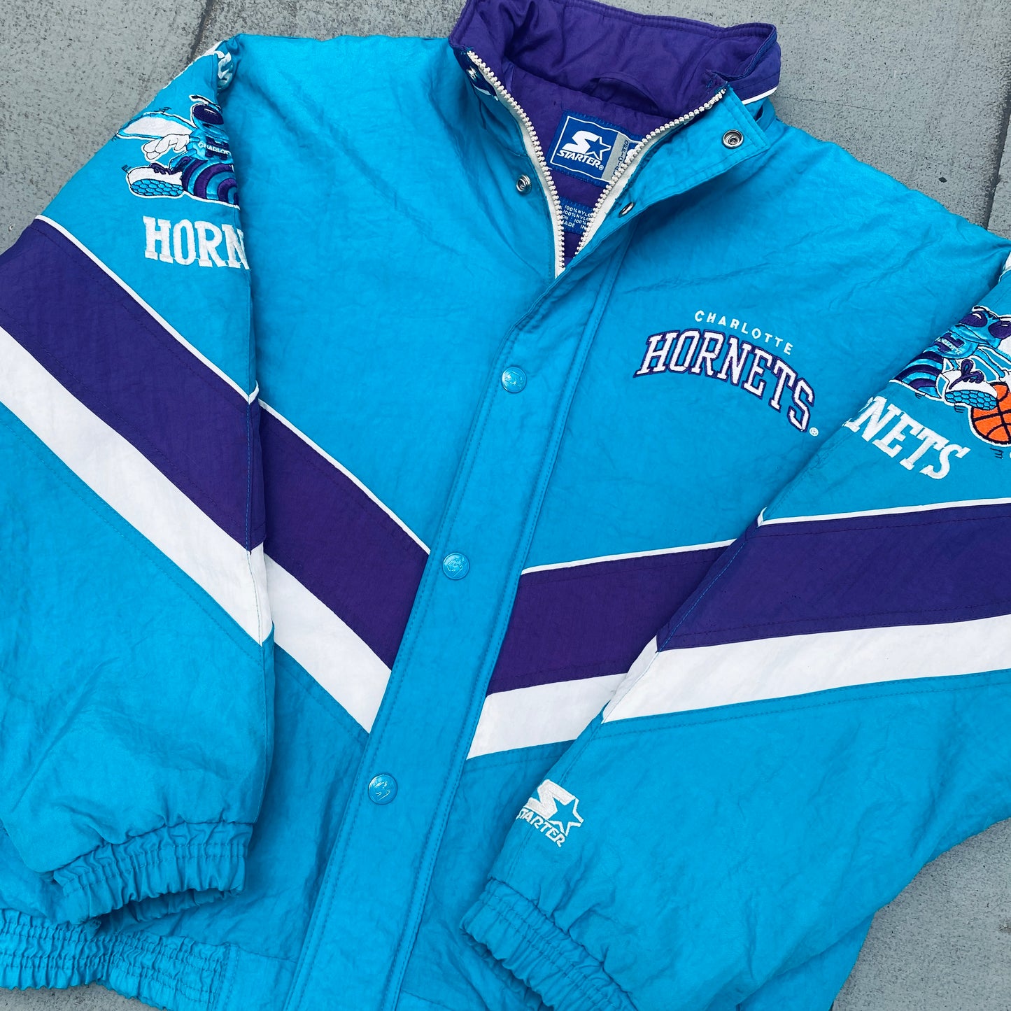 Charlotte Hornets: 1990's Fullzip Starter Chevron Jacket (S/M)