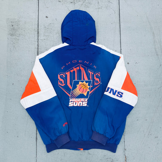 Phoenix Suns: 1990's Nutmeg Mills Reverse Embroidered Spellout Fullzip Jacket (L/XL)