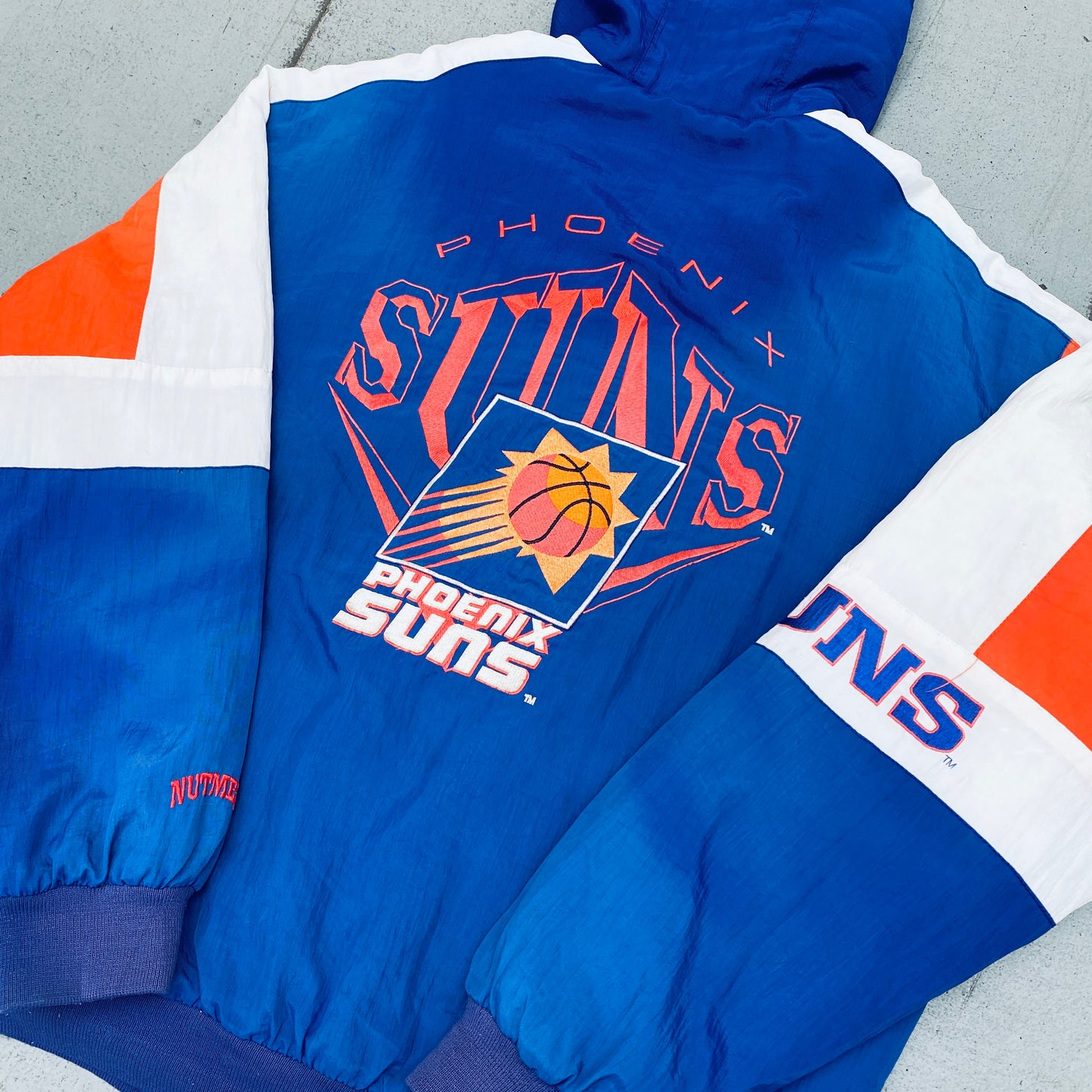 Phoenix Suns: 1990's Nutmeg Mills Reverse Embroidered Spellout Fullzip Jacket (L/XL)