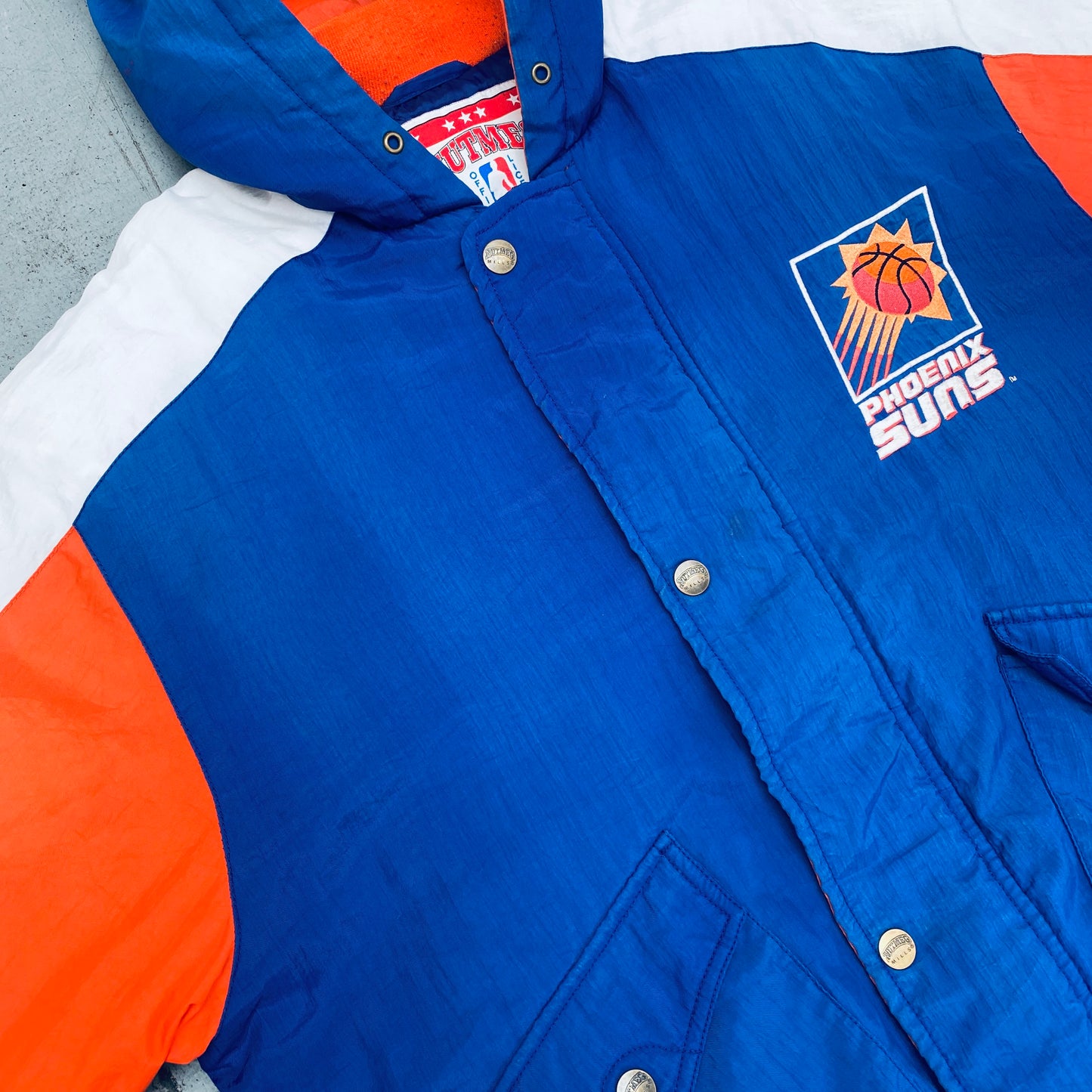 Phoenix Suns: 1990's Nutmeg Mills Reverse Embroidered Spellout Fullzip Jacket (L/XL)