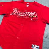 Atlanta Braves: 1990's Red Pinstripe Majestic Jersey (XL)