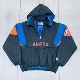 New York Knicks: 1990's Blackout 1/4 Zip Starter Breakaway Jacket (XL)