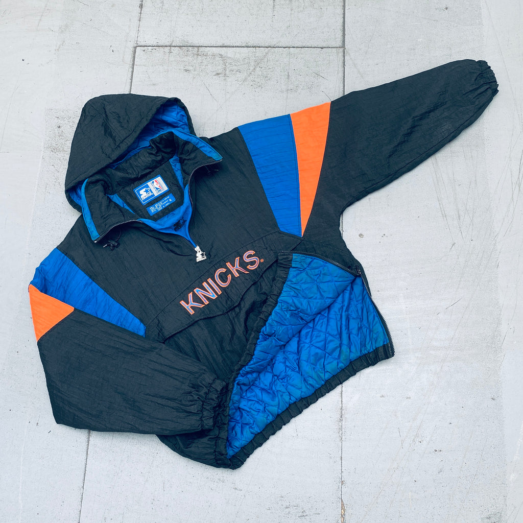 VTG Pro Player New York Knicks Jacket Size XL NBA Black Coat Flaws