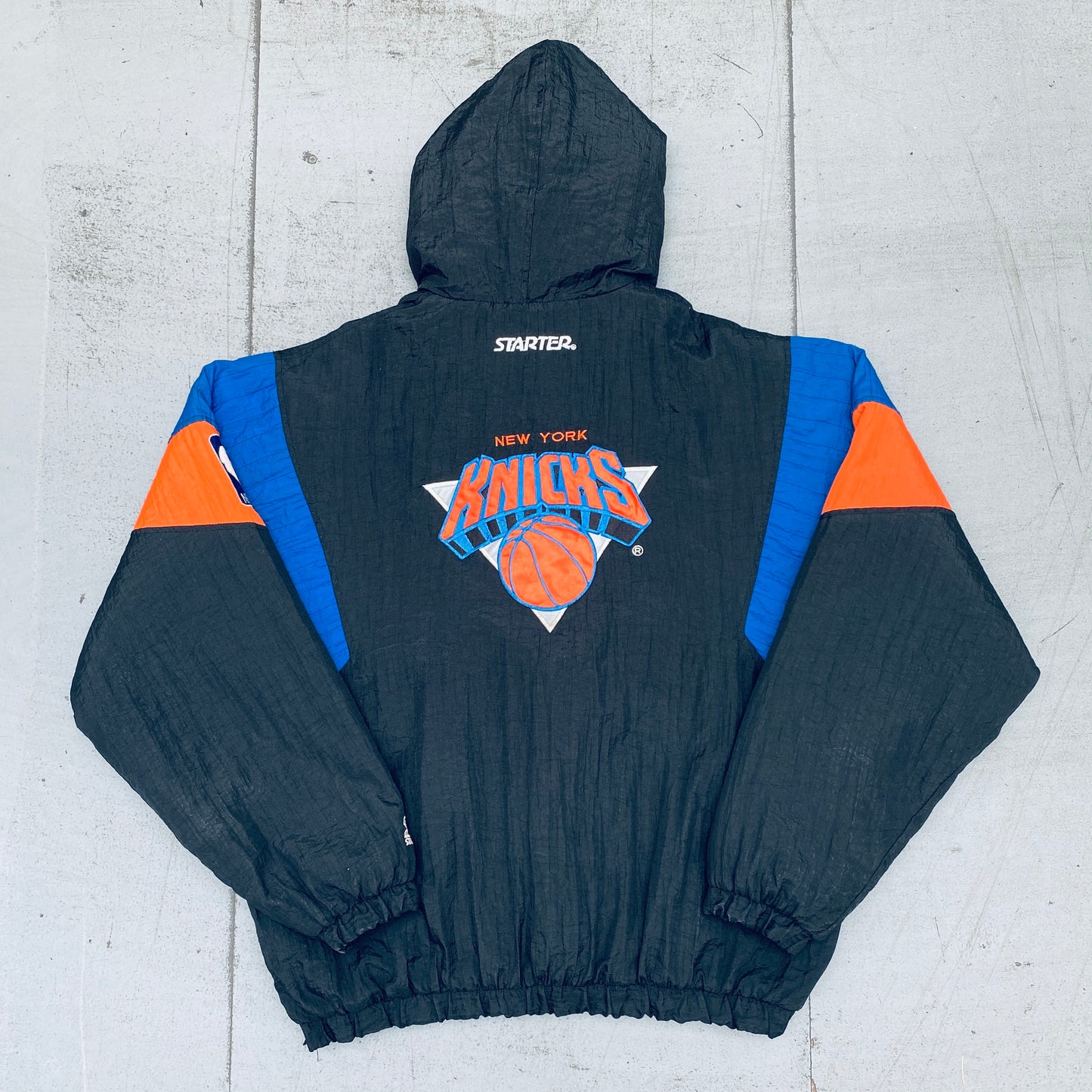 New York Knicks: 1990's Blackout 1/4 Zip Starter Breakaway Jacket (XL)