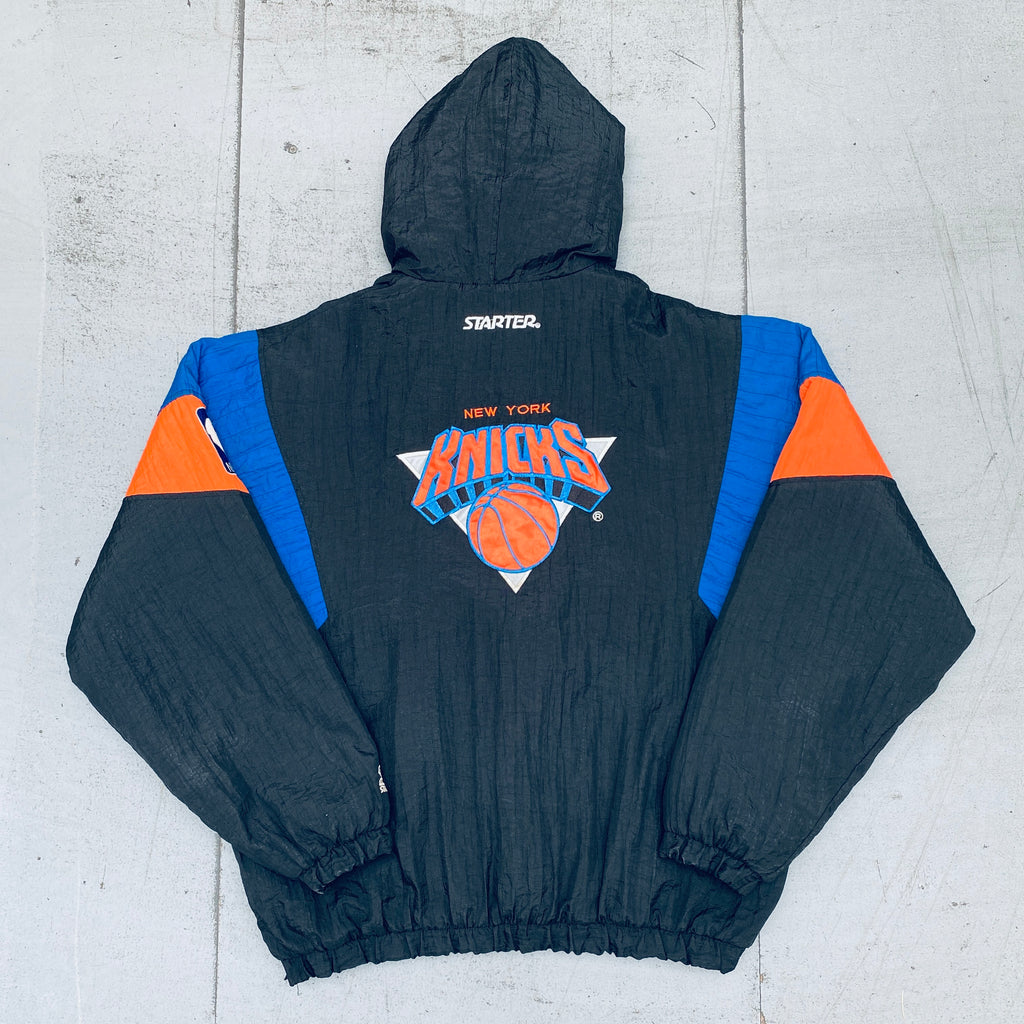 Vintage 1990s New York NY Knicks Kangaroo Pullover Starter Jacket Windbreaker - L