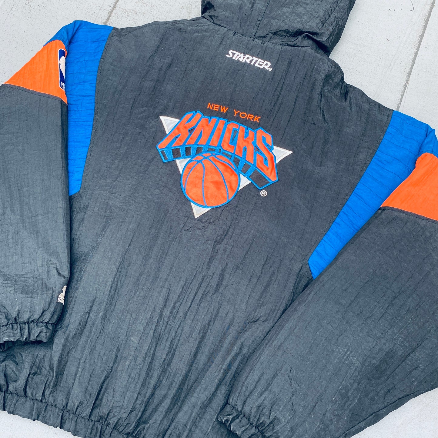 New York Knicks: 1990's Blackout 1/4 Zip Starter Breakaway Jacket (XL)