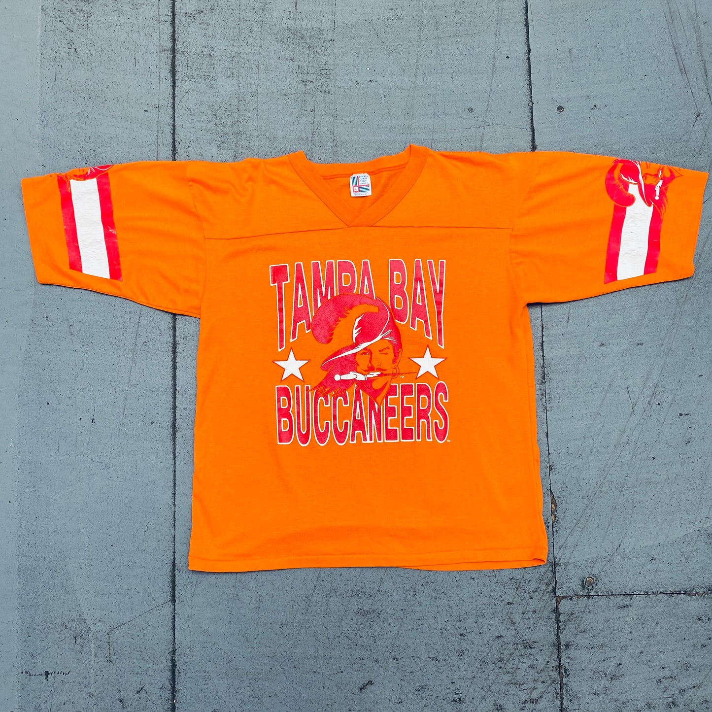 Tampa Bay Buccaneers: 1980's "Bucco Bruce" Creamsicle Garan Tee (M/L)