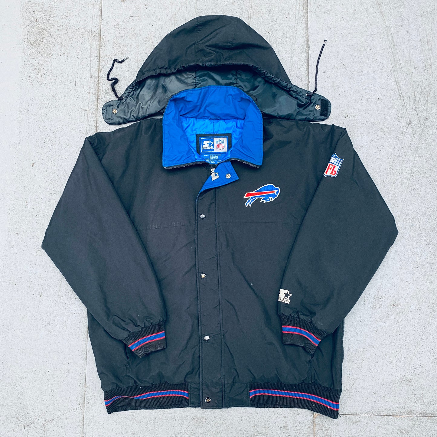 Buffalo Bills: 1990's Blackout Fullzip Starter Parka Jacket (XL)