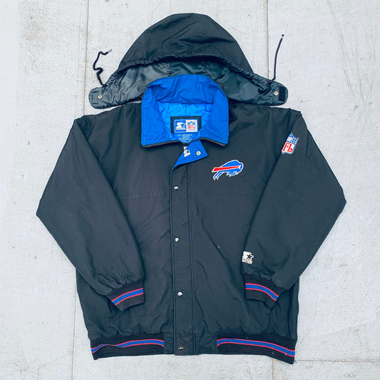 Buffalo Bills: 1990's Blackout Fullzip Starter Parka Jacket (XL)