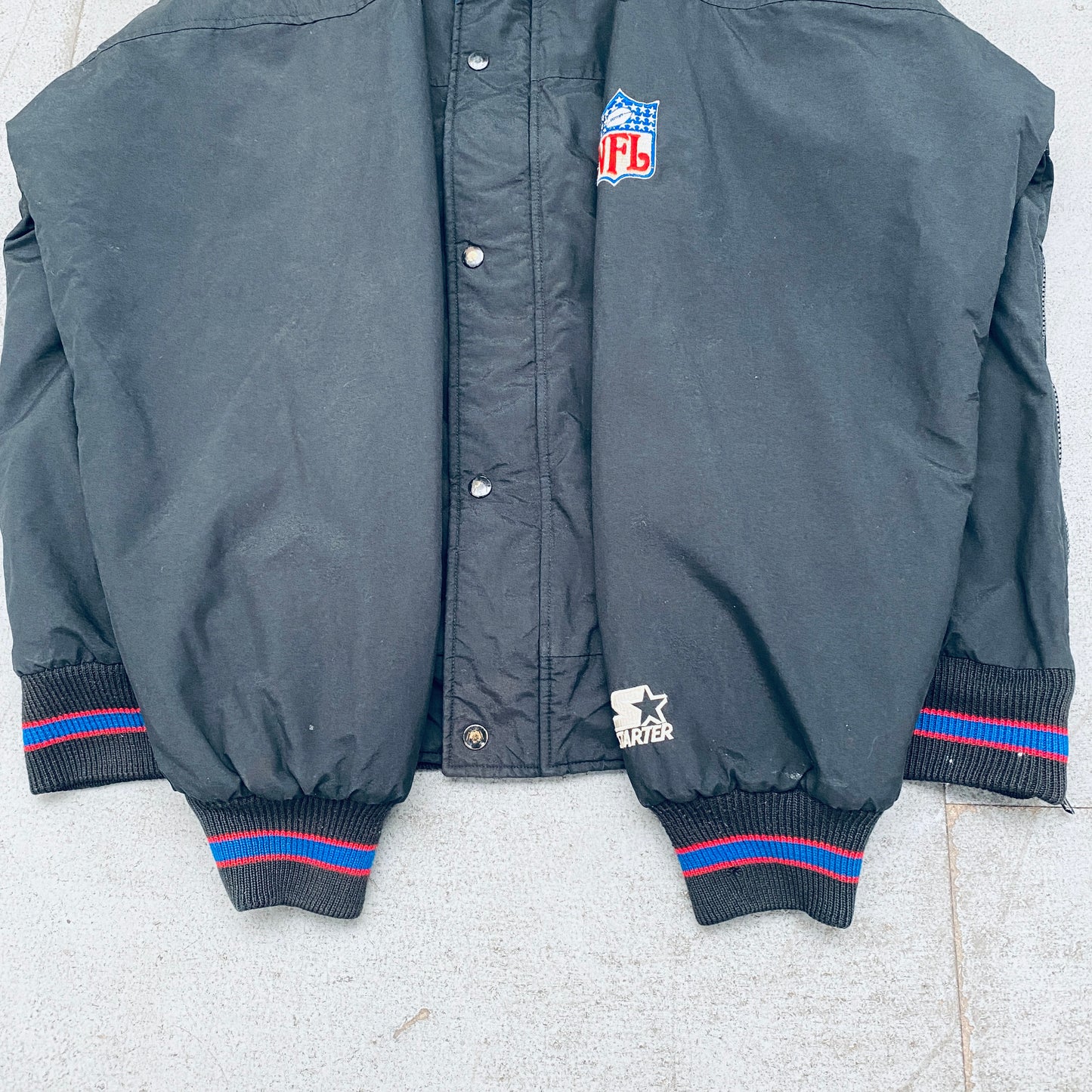 Buffalo Bills: 1990's Blackout Fullzip Starter Parka Jacket (XL)