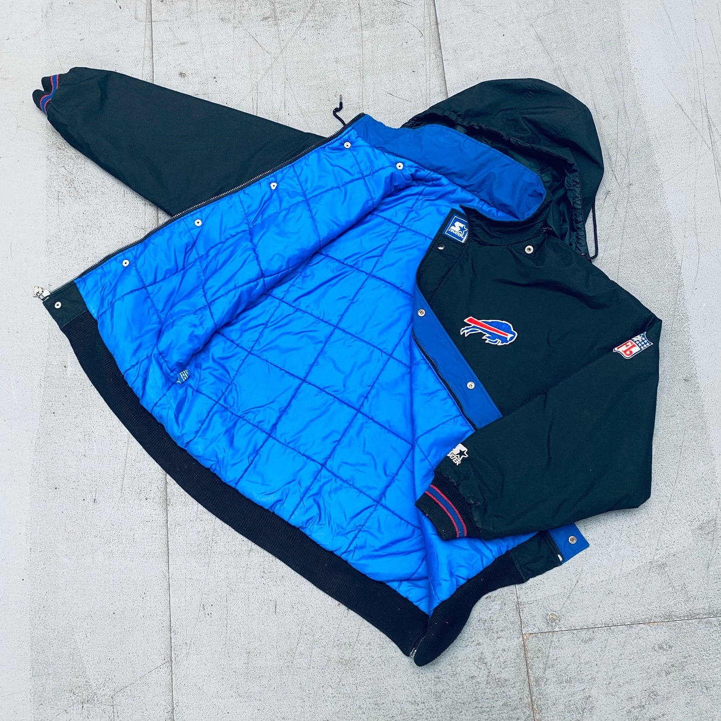 Buffalo Bills: 1990's Blackout Fullzip Starter Parka Jacket (XL)