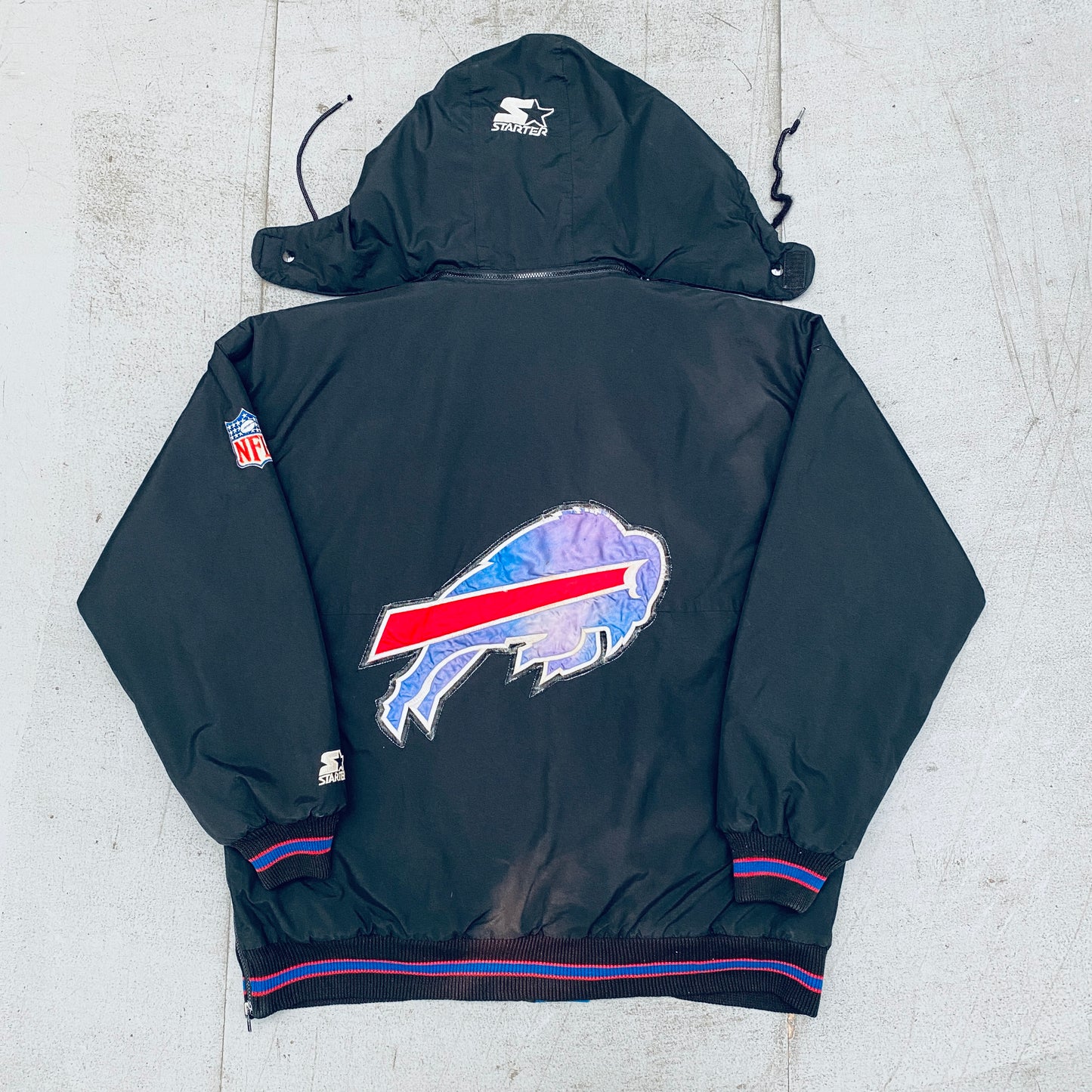 Buffalo Bills: 1990's Blackout Fullzip Starter Parka Jacket (XL)