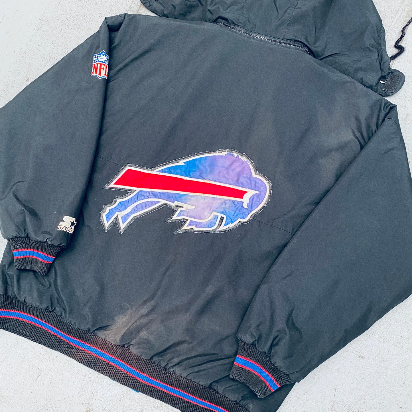 Buffalo Bills: 1990's Blackout Fullzip Starter Parka Jacket (XL)