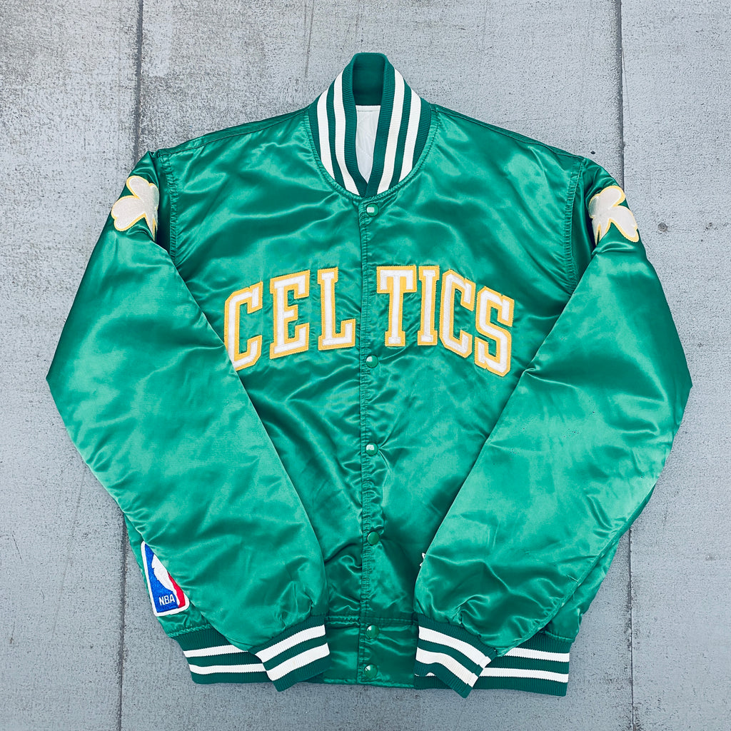 Vintage Starter NBA Boston Celtics Men's Green Satin Bomber Jacket Size  Large
