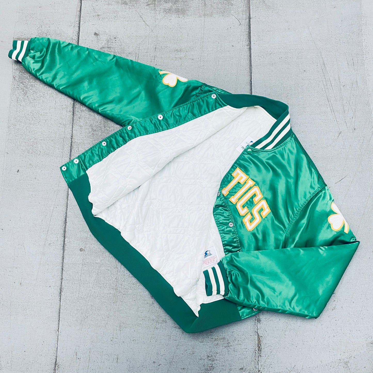 Boston Celtics: 1980's Satin NBA Authentics Starter Bomber Jacket (L)