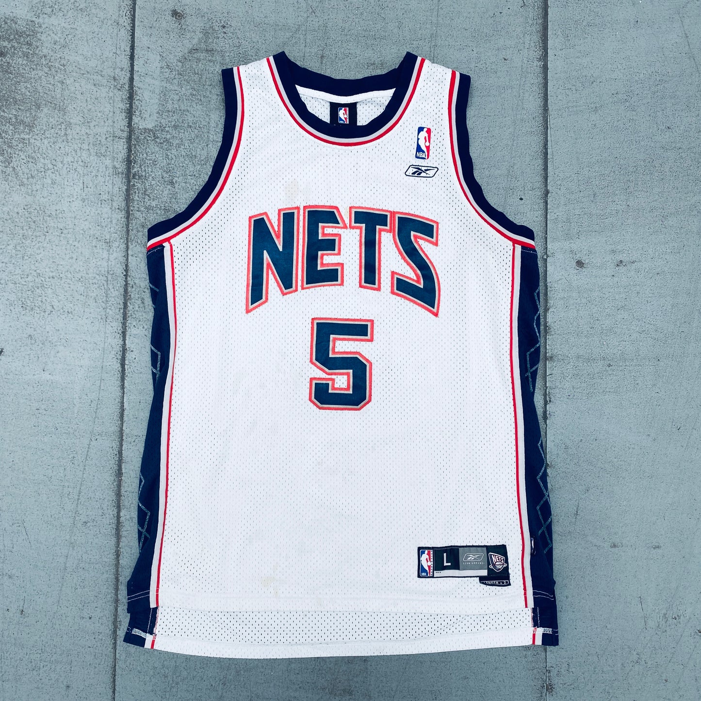 New Jersey Nets: Jason Kidd 2001/02 White Reebok Stitched Jersey (L)