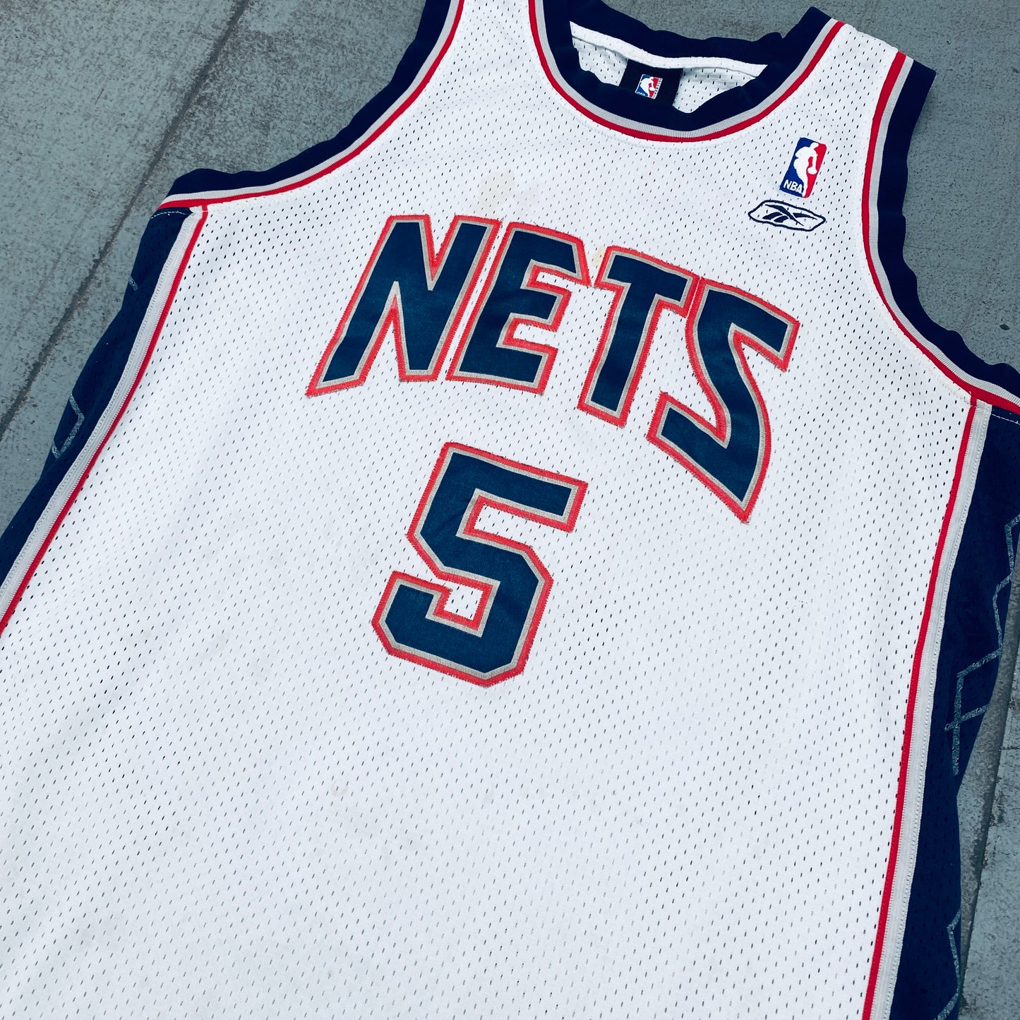 New Jersey Nets: Jason Kidd 2001/02 White Reebok Stitched Jersey (L)