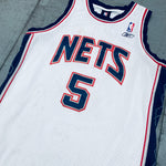New Jersey Nets: Jason Kidd 2001/02 White Reebok Stitched Jersey (L)