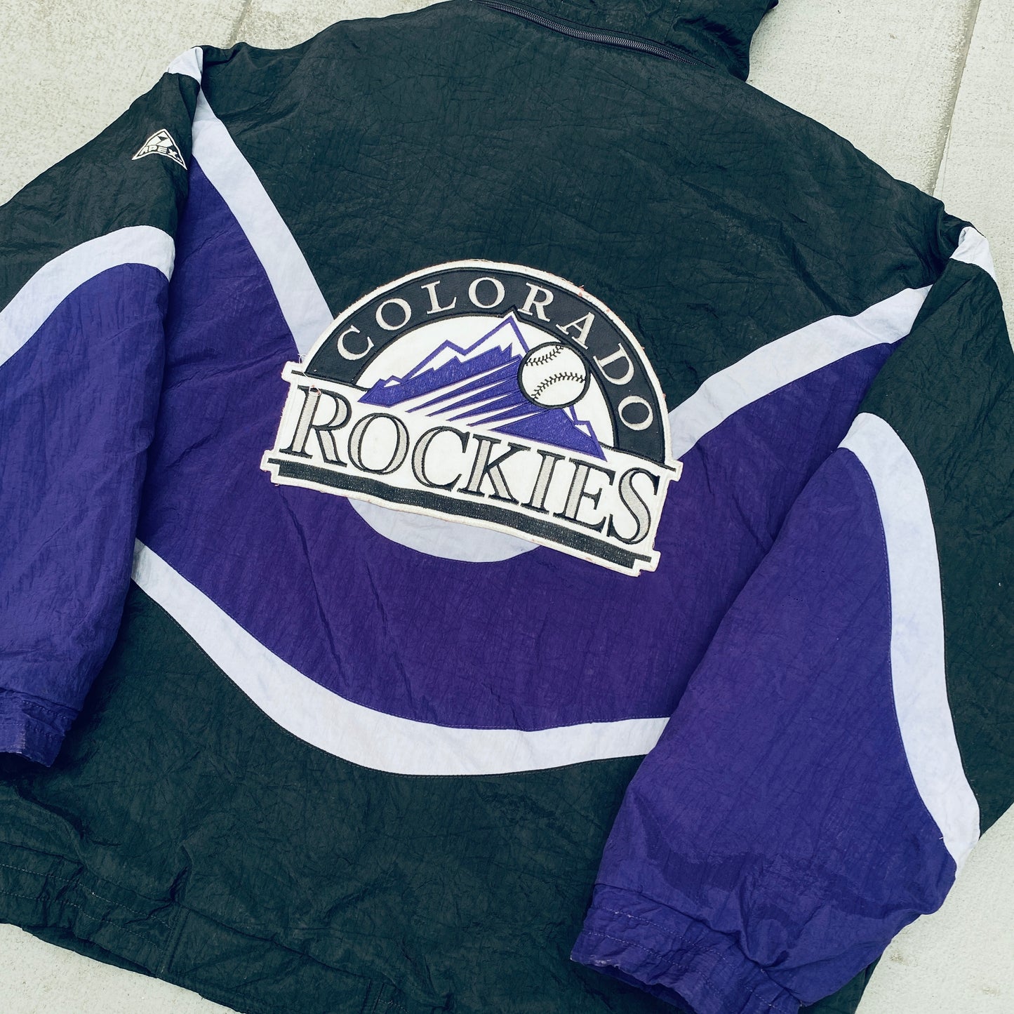 Colorado Rockies: 1990's Apex One "Ice Cream Man" Wave Fullzip Jacket (XL)