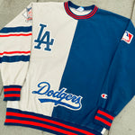 Los Angeles Dodgers: 1990's Champion All Over Spellout Canvas Sweat (XL)