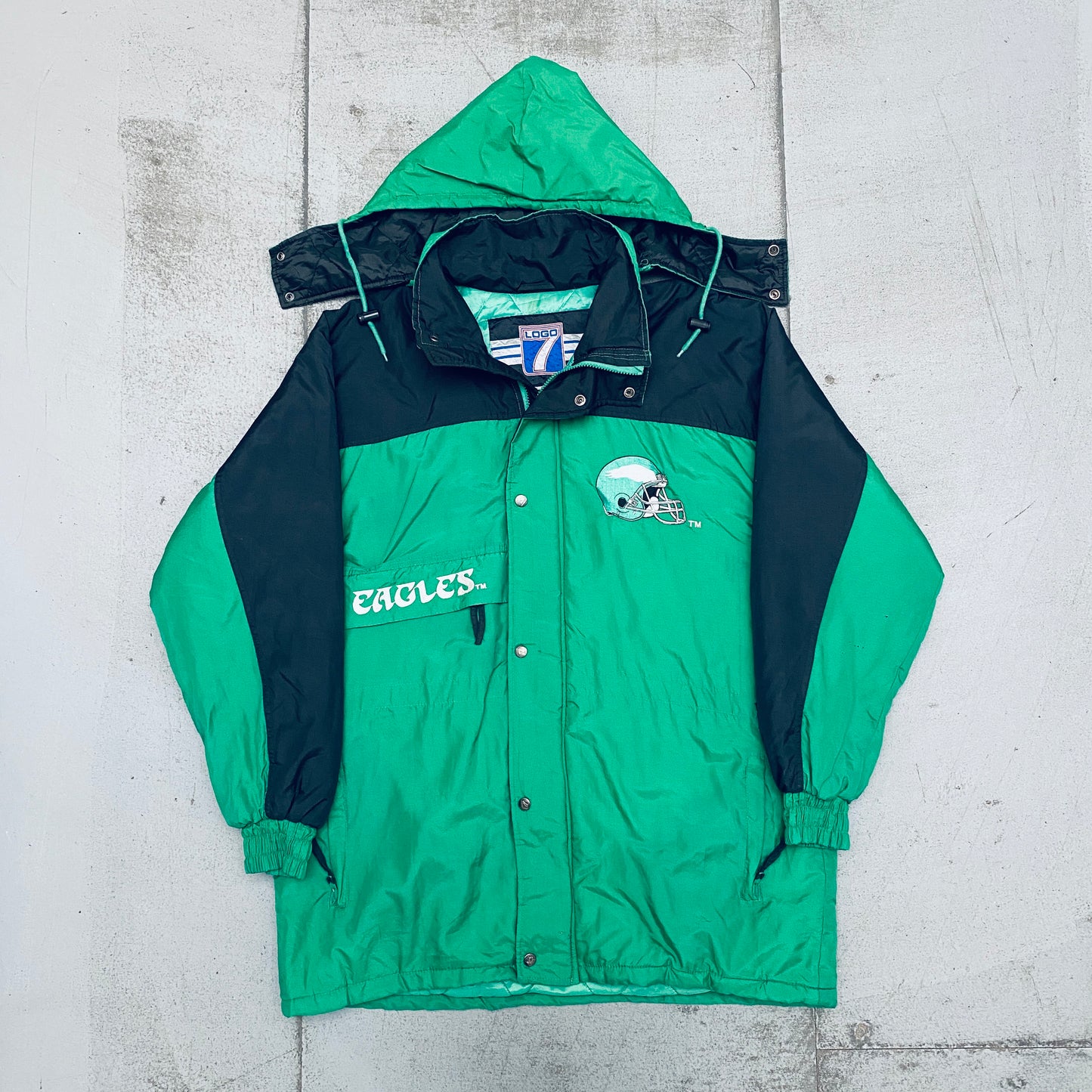 Philadelphia Eagles: 1990's Logo 7 Fullzip Trench Coat (L)