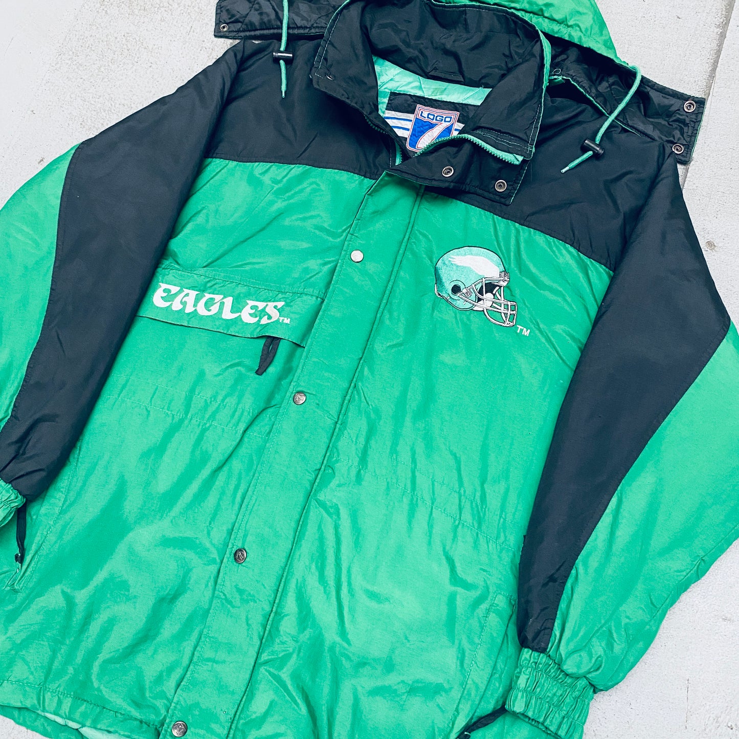 Philadelphia Eagles: 1990's Logo 7 Fullzip Trench Coat (L)