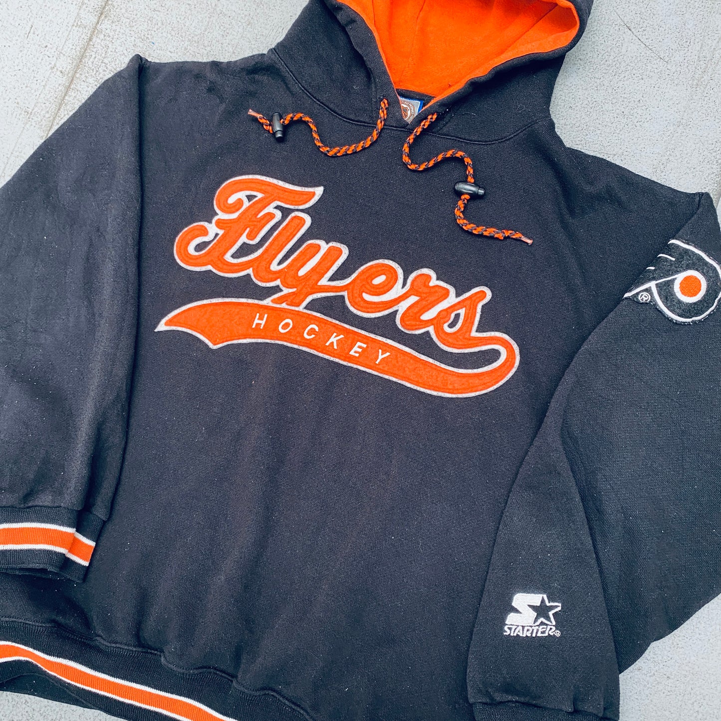 Philadelphia Flyers: 1990's Starter Script Spellout Hoodie (S)