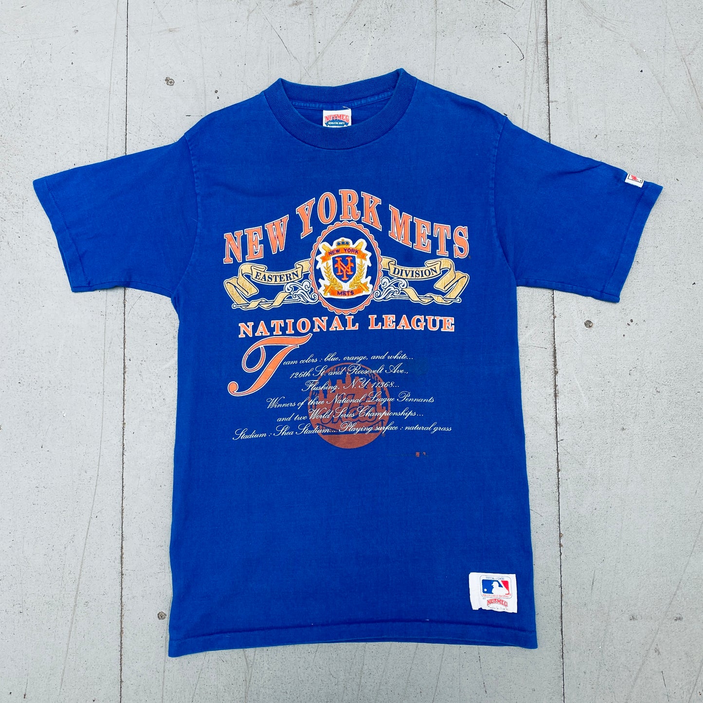 New York Mets: 1991 Nutmeg Mills Graphic Spellout Tee (M)