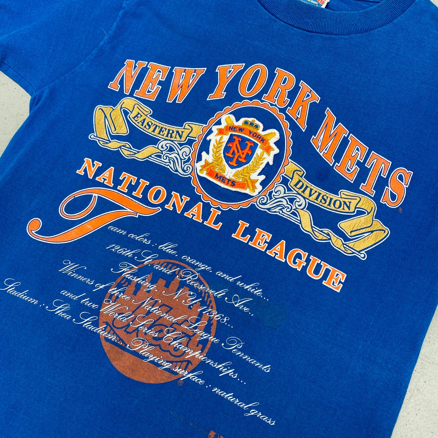 New York Mets: 1991 Nutmeg Mills Graphic Spellout Tee (M)