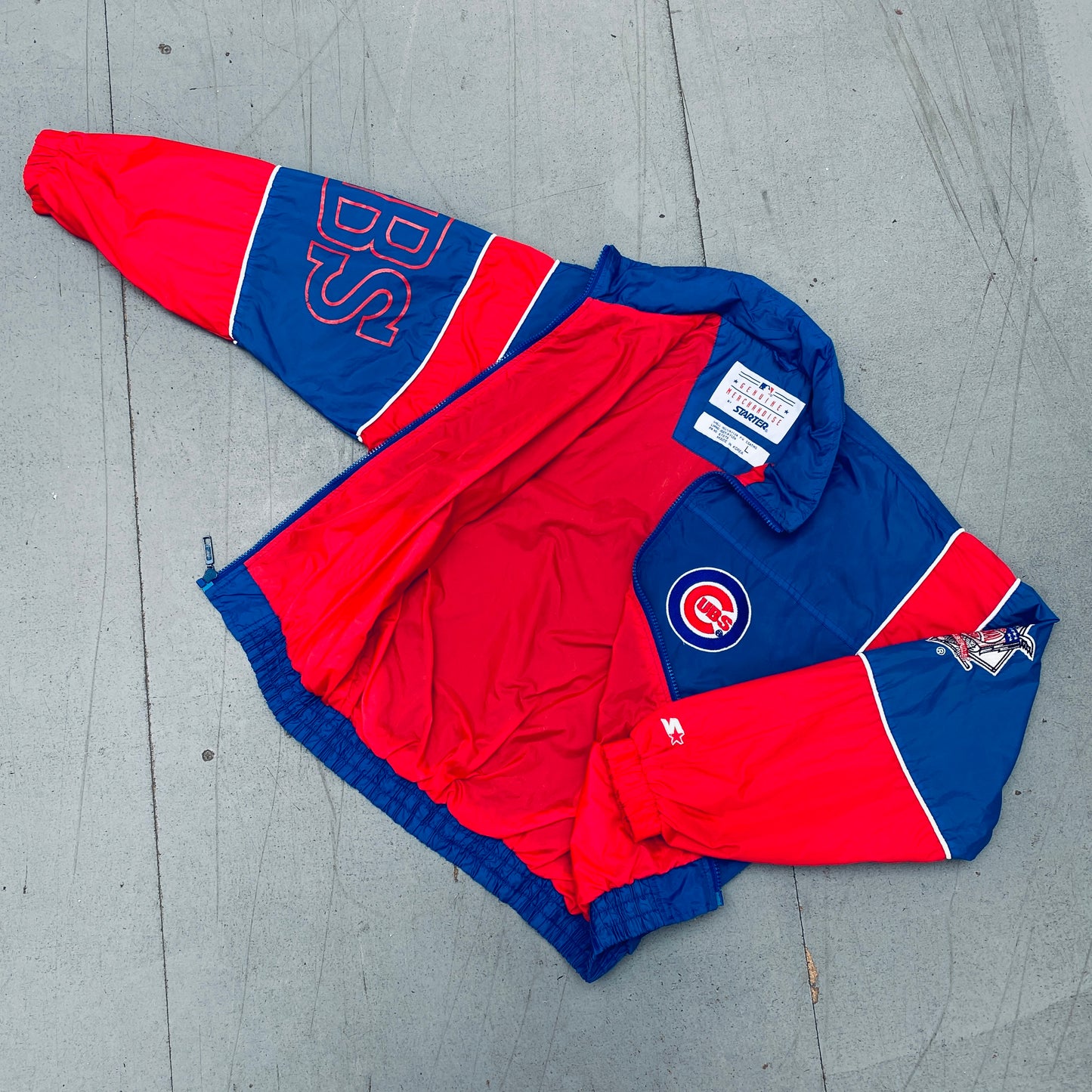 Chicago Cubs: 1990's Fullzip Starter Windbreaker w/ Hood (S)