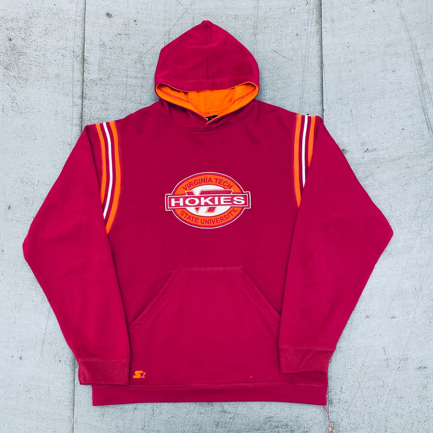 Virginia Tech Hokies: 1990's Embroidered Spellout Starter Hoodie (M)