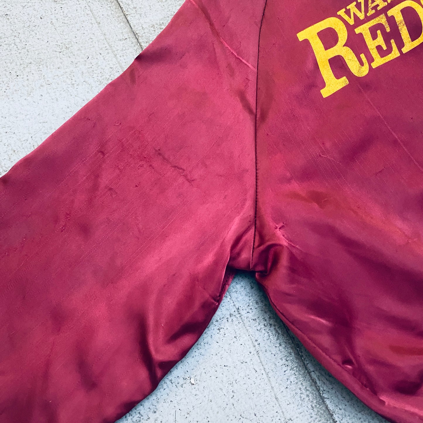 Washington Redskins: 1990's Chalk Line Reverse Spellout Satin Bomber Jacket (M)