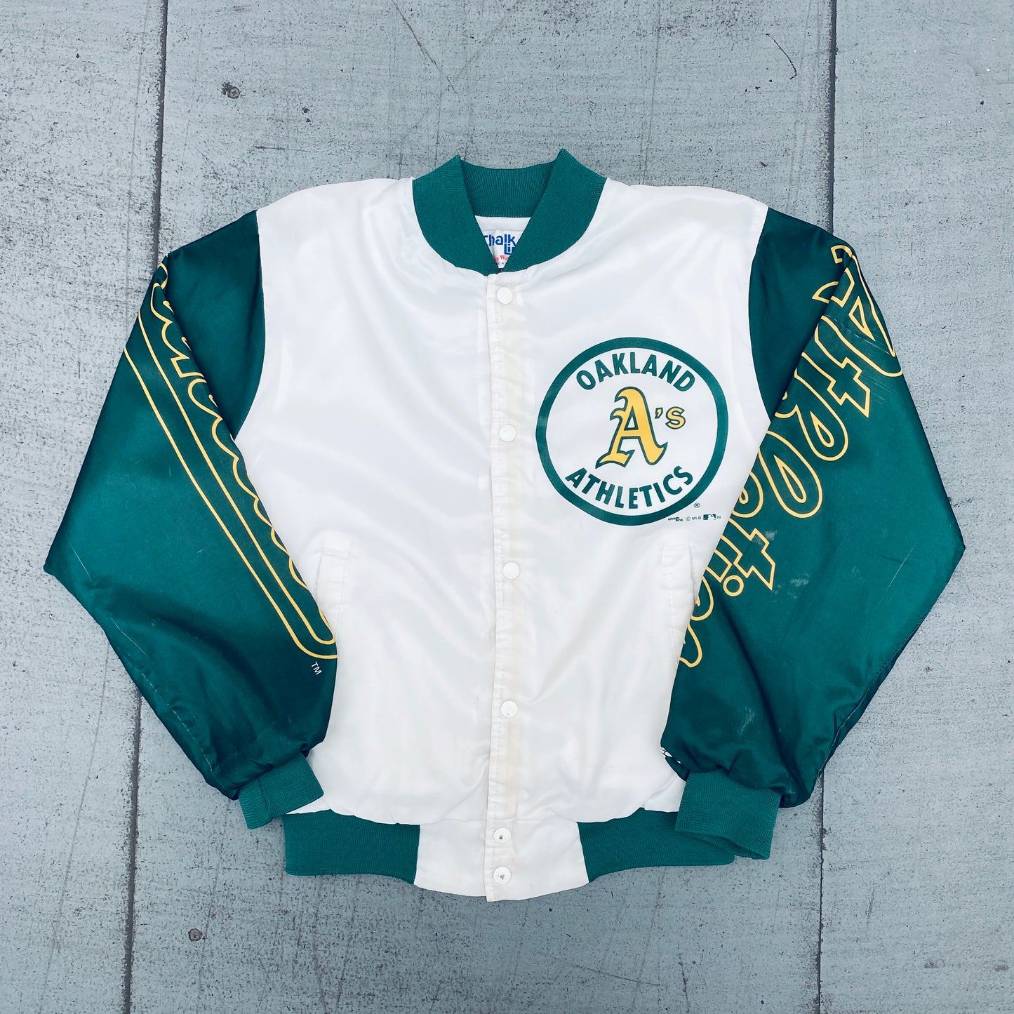 Oakland Athletics: 1989 Chalk Line Fanimation Bomber Jacket (S)