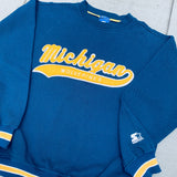Michigan Wolverines: 1990's Stitched Script Spellout Starter Sweat (XL)