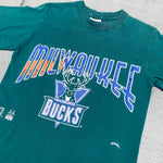 Milwaukee Bucks: 1990's Nutmeg Mills Graphic Spellout Tee (S)