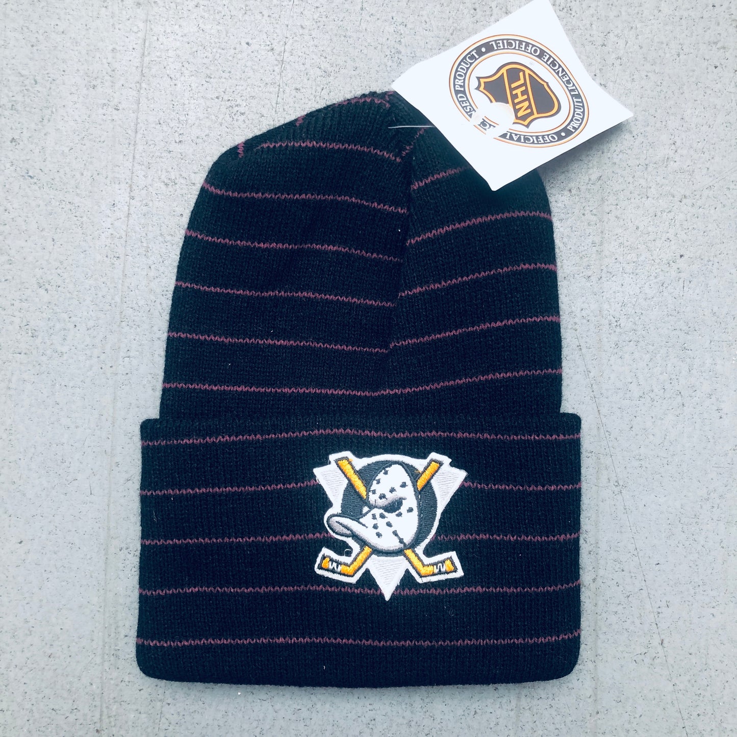 Mighty Ducks Of Anaheim: 1990’s Embroidered Logo Beanie - BNWT!